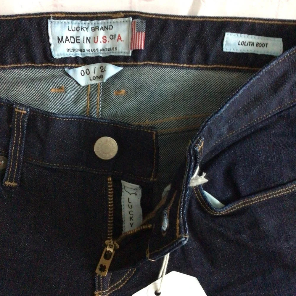 Lucky Brand Lolita Boot Dark Wash Denim Blue Jeans - Size 00 24/34 Long - Picture 7 of 11